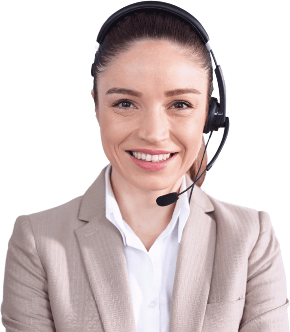 Female receptionist wearing headset