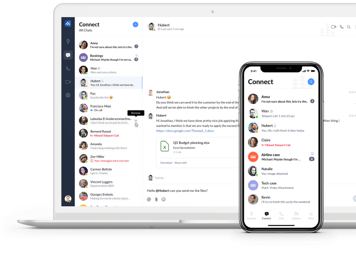 a desktop screen showing live chat interface