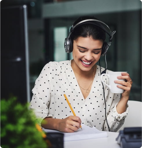 Female receptionist taking notes
