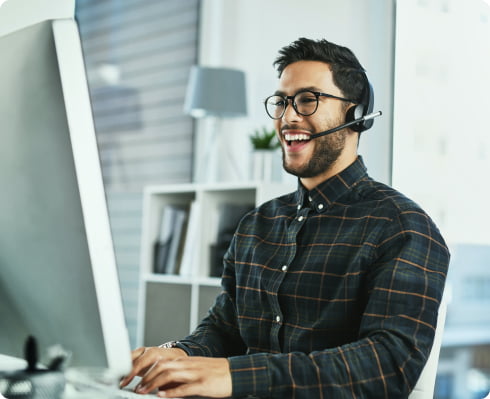 a man working on a desktop