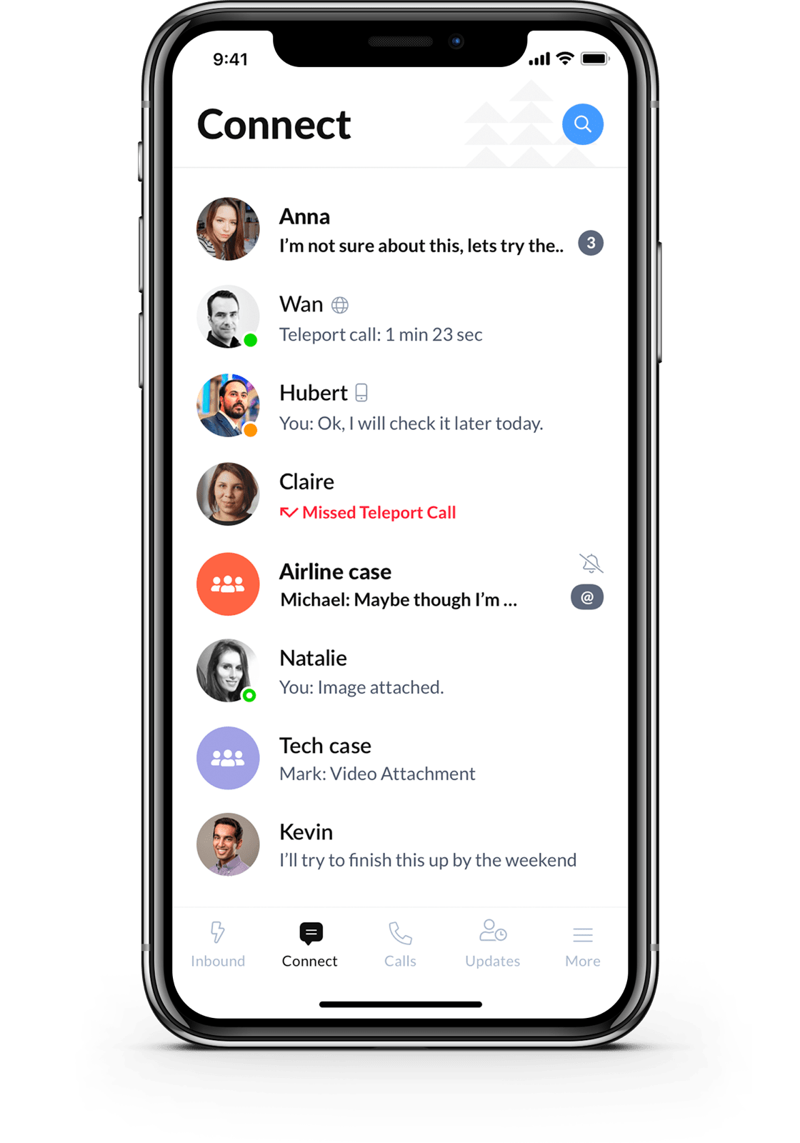 A mobile screen showing recent chats and unread messages