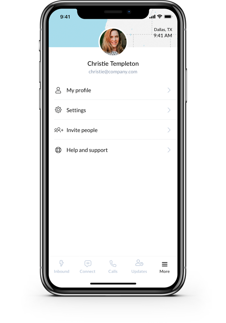 A mobile screen showing a woman's profile in the app