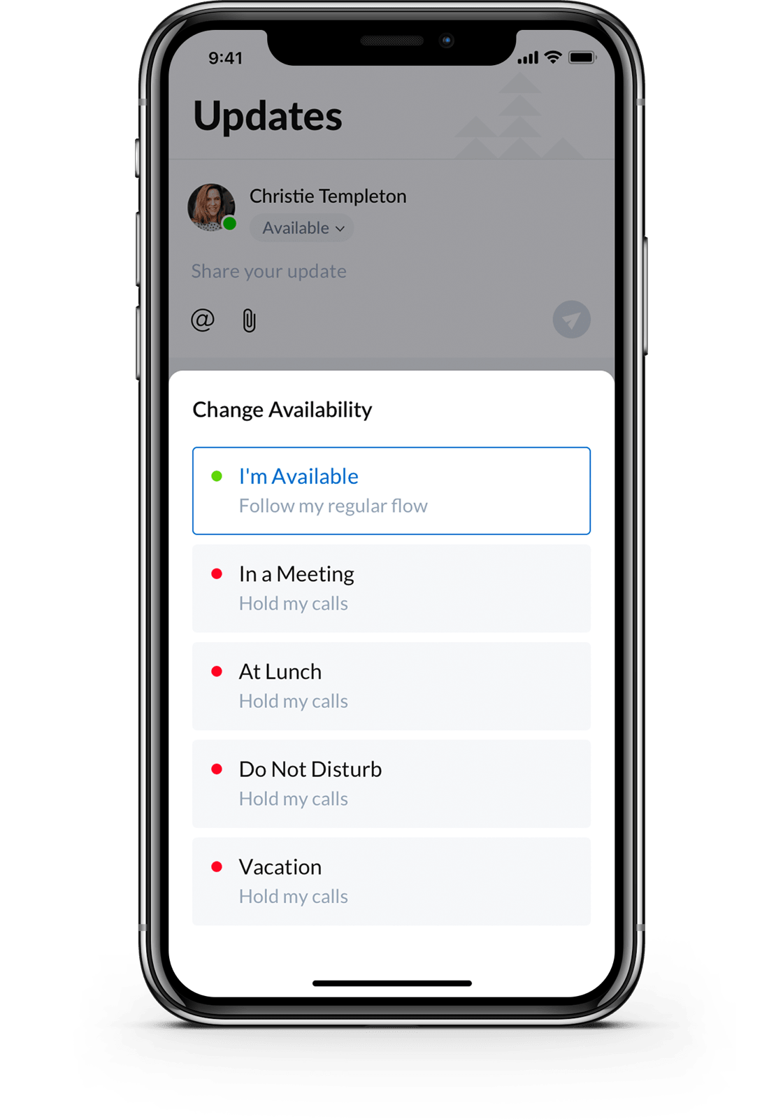 Status section of the app in mobile
