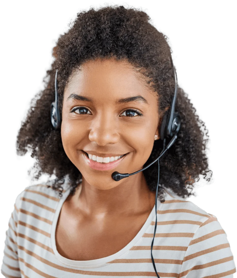  a woman in curly hair wearing headphones