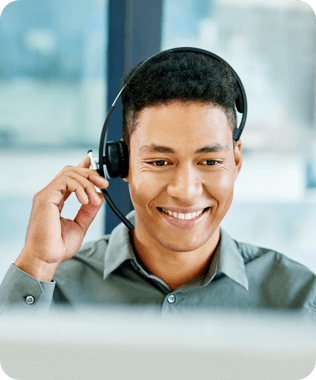A Man in green shirt answering calls