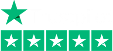 Trustpilot logo and five green starts