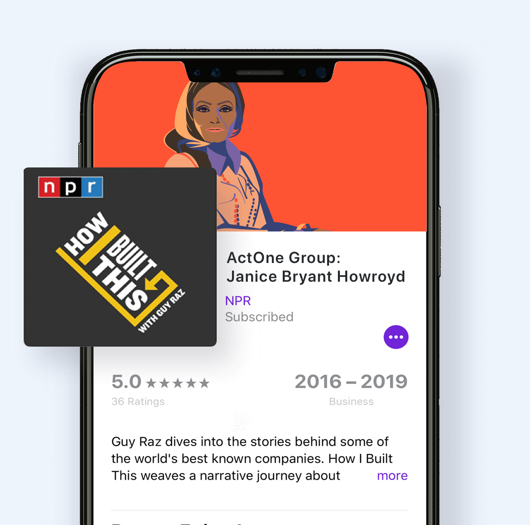 iPhone screen showing NPR how I Built This Podcast