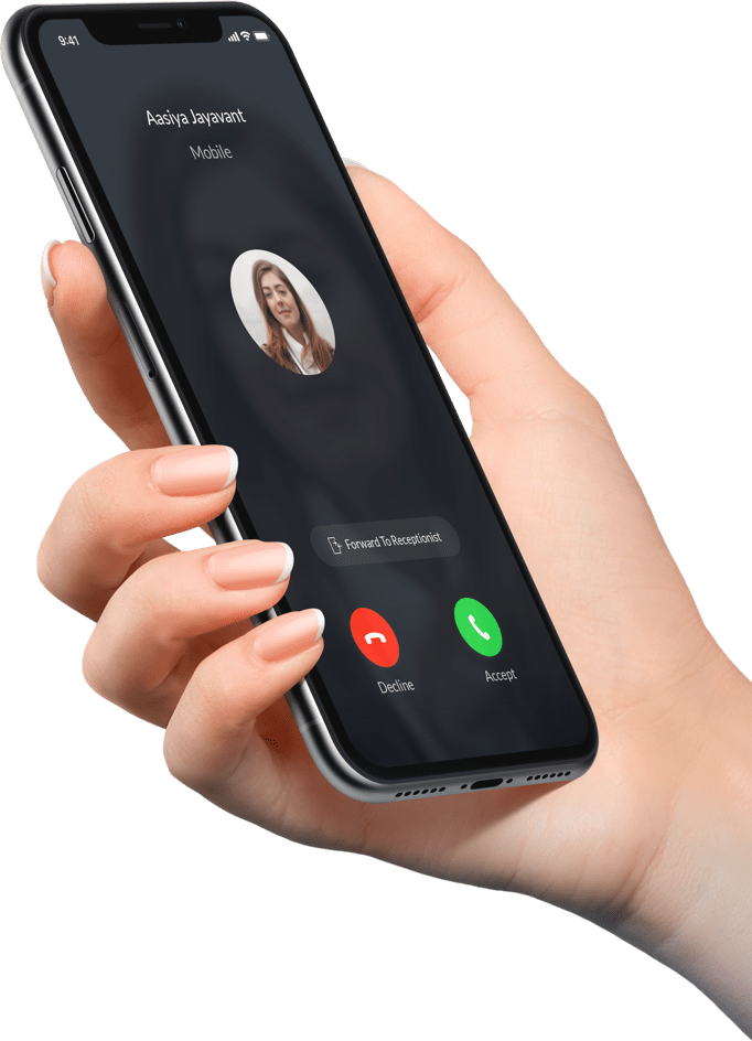 Incoming call on a phone held in hand