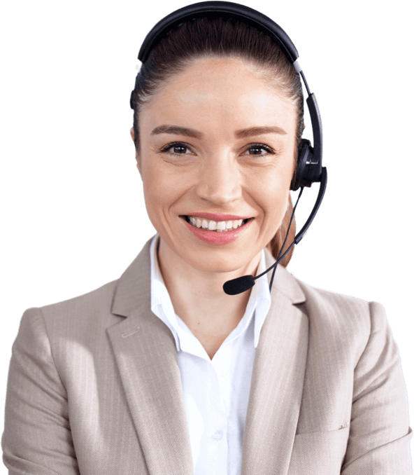 a woman in pony tail wearing headphones