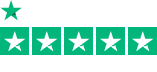 Trustpilot logo and five green starts