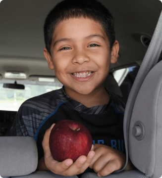 kid with apple